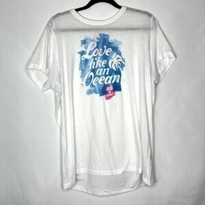 Women's LIFE IS GOOD White Short Sleeve Classic Fit T Shirt Top Size XXL